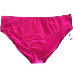 Shade & Shore Mid Rise Micro Crinkle Bikini Swim Bottom Womens XL Pink NWT